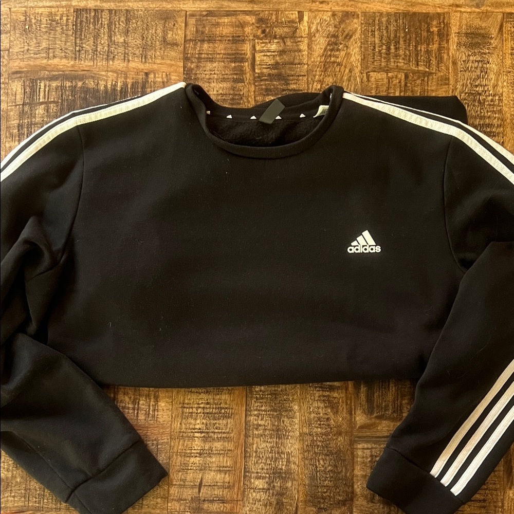 Adidas Black Sweatshirt with White Stripes